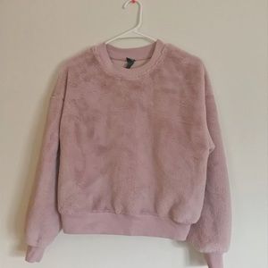 Faux Fur Crewneck Sweater